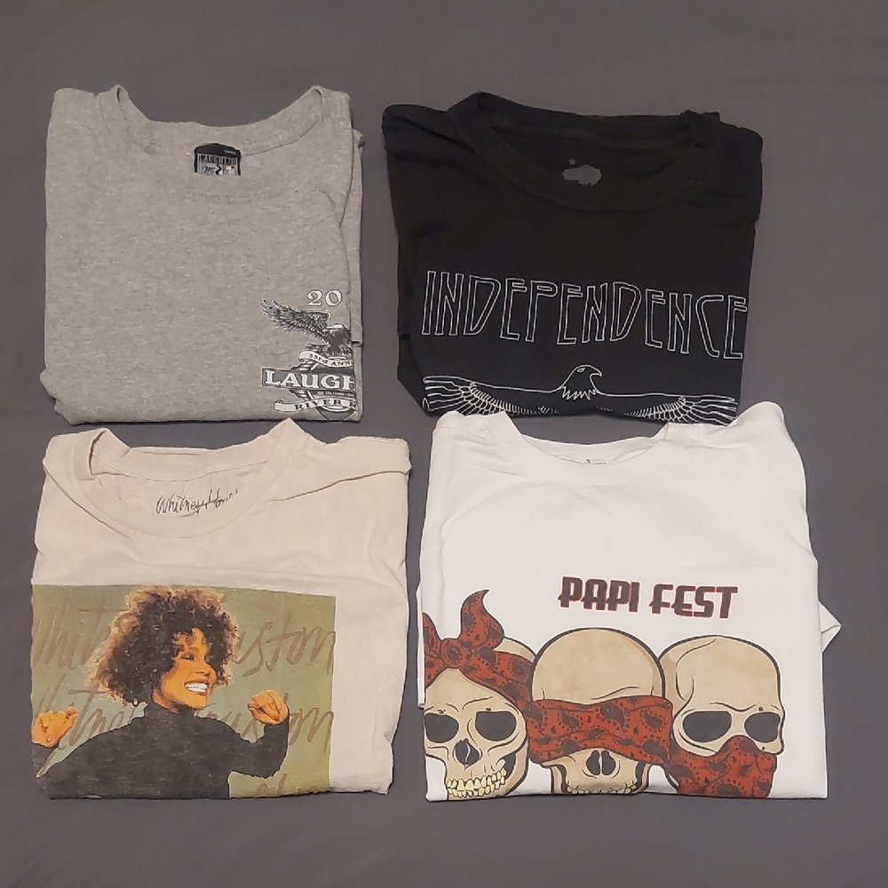 Gray and Black Short Sleeve Tees with Graphic Designs
